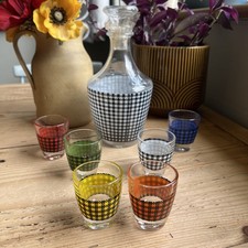 Vintage Luminarc Hahnentritt Karaffe und Schnapsglas Set von J.G. Durand - 70er Jahre
