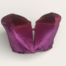 vintage Victoria  s Secret Satin Corset Bustier Top Purple Strapless Boned Size L