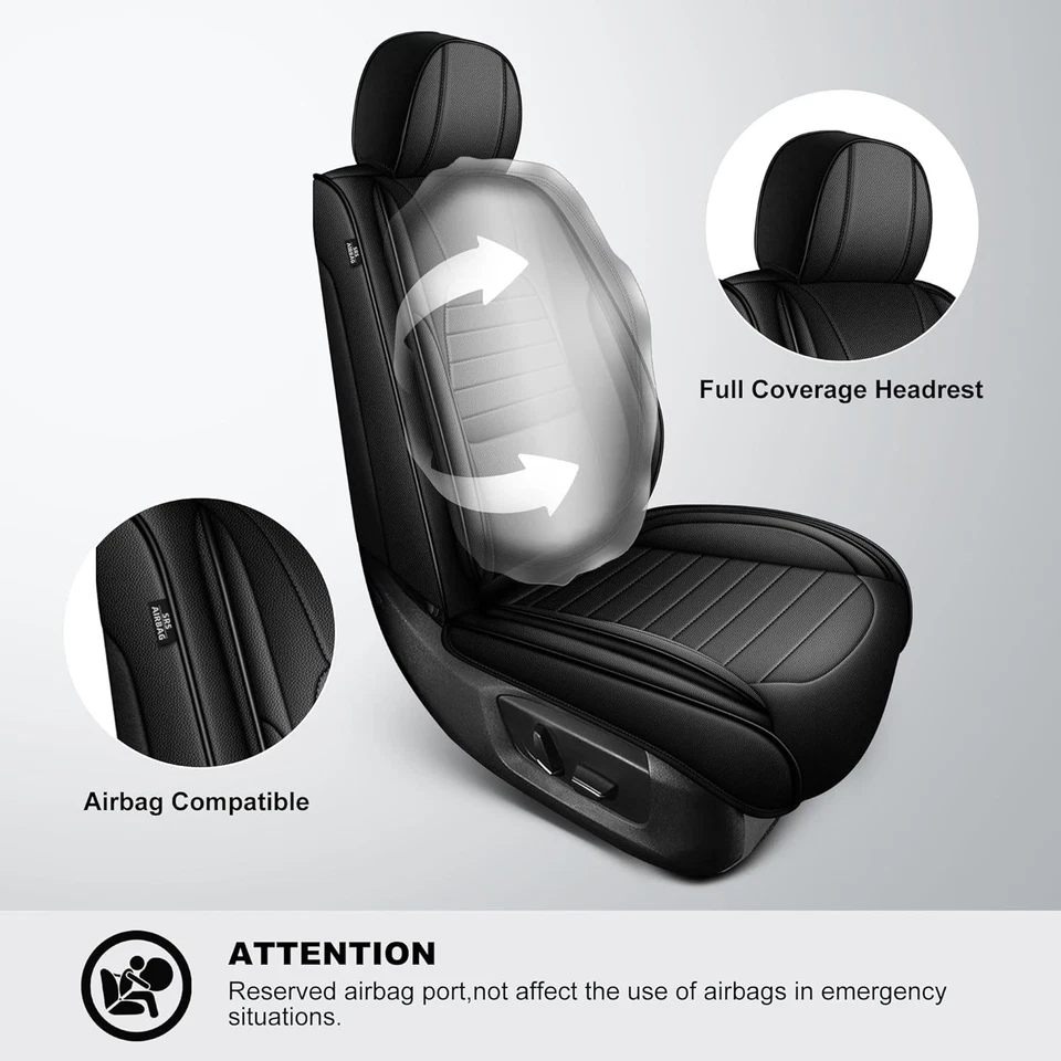 Car Seat Covers For Dodge Avenger 2008-2014 PU Leather Cushion(5 Seats,Black) - Image 4 of 4