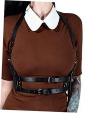 Women Adjustable Faux Leather Harness Punk Fashion Waist XXXL Waist 39.4-48in 