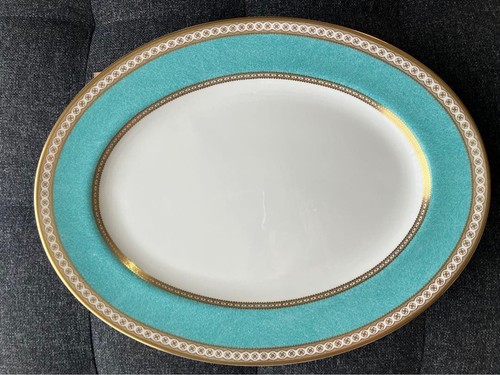 Wedgwood Ulander Powder Turquoise Oval Serving Platter Plate Vintage Used Japan