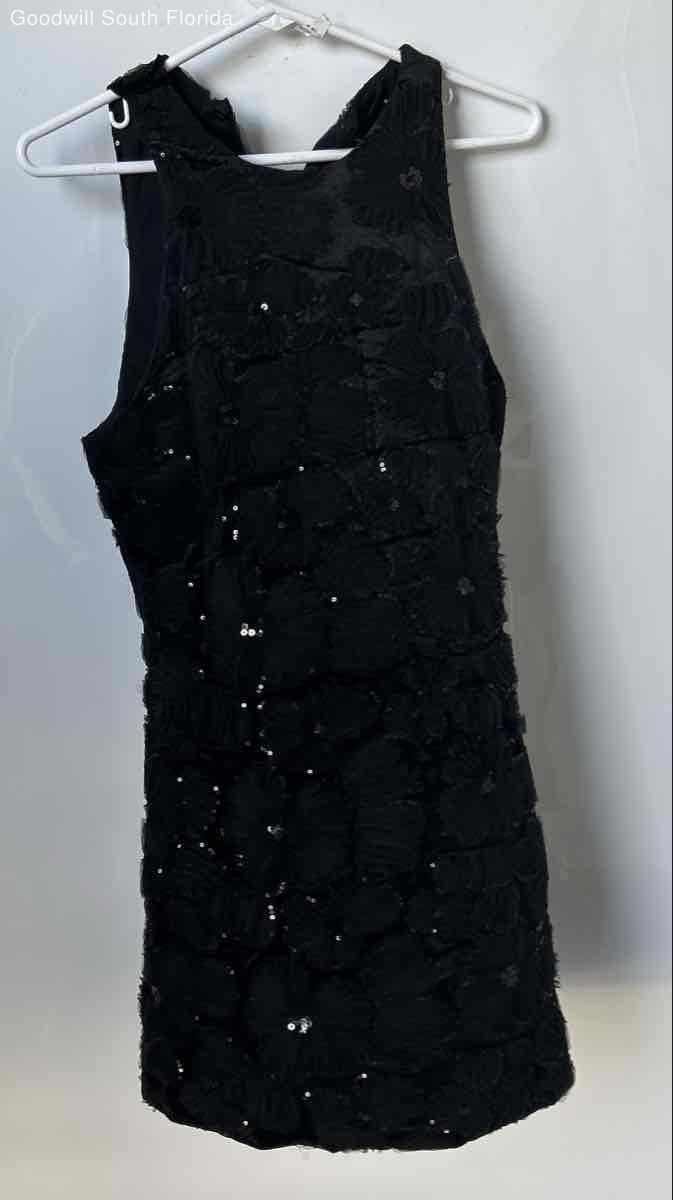 Zara Womens Black Sequin Sleeveless Round Neck Mini Dress Size Medium