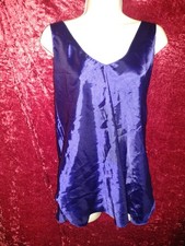 VINTAGE 80s 90s Purple Satin Chemise Nightgown Sleepwear Medium M Slip Lingerie