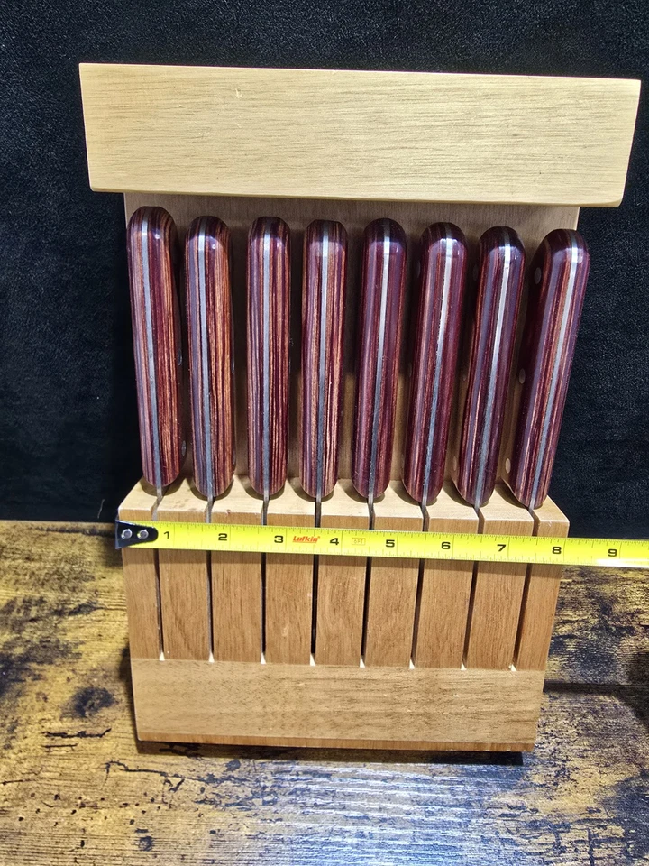 Juego de cuchillos para carne Tramontina 8 piezas con bloque plegable NUEVO acero de alto carbono Foto 3 de 4