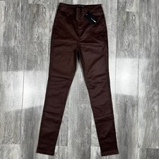 Fashion Nova Red Faux Leather Distressed Skinny Pants