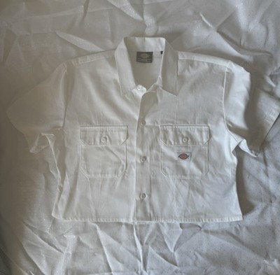 Dickies Damen Cropped Work Shirt Kurzarm Bluse Weiß Gr. M (DK0A4XE1) NEU