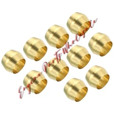 50pcs 1/4 Inch Tube OD Brass Compression Sleeves Ferrules Brass Ferrule Fitting
