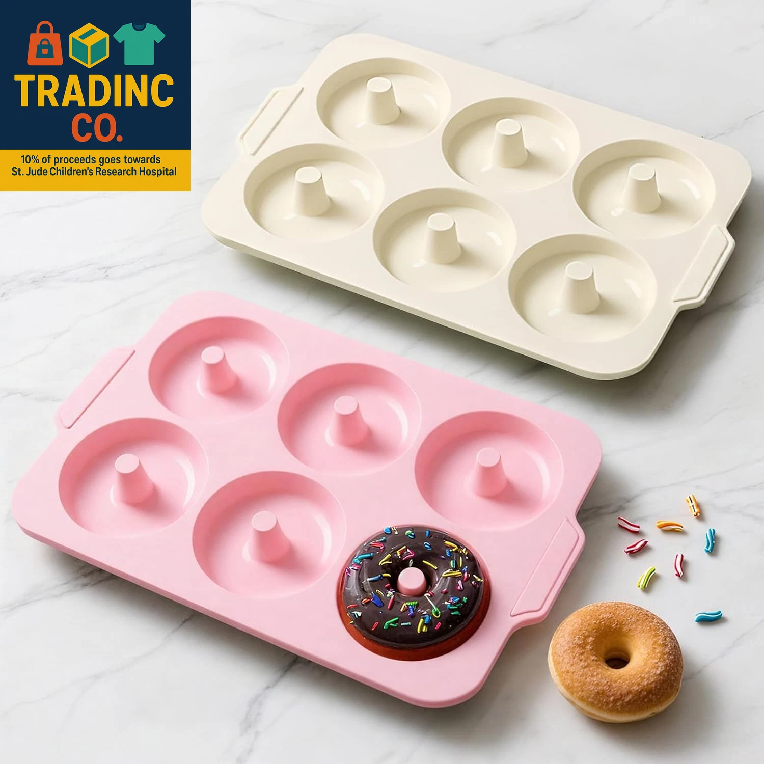 Nonstick Silicone Donut Pan: 4 Inch Large Donut Mold with Metal Frame - Bagel Do