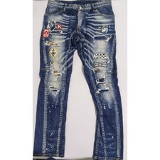 Authentic Dsquared2 Mens Slim Distressed Patc...