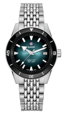 RADO Captain Cook R32223213 Turquoise Steel Men's Watch New in Box