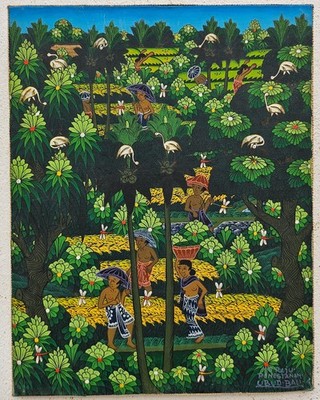 Nr.:1073 Ölgemälde Kunstwerk Malerei Oil Painting Menschen Bali Landschaft