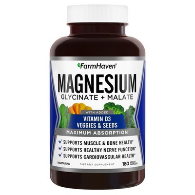 FarmHaven Magnesium Glycinate & Malate Complex w/Vitamin D3, 100% Chelated fo...
