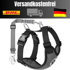 SlowTon Hundegeschirr Sicherheitsgurt Auto atmungsaktiv verstellbar Grau L
