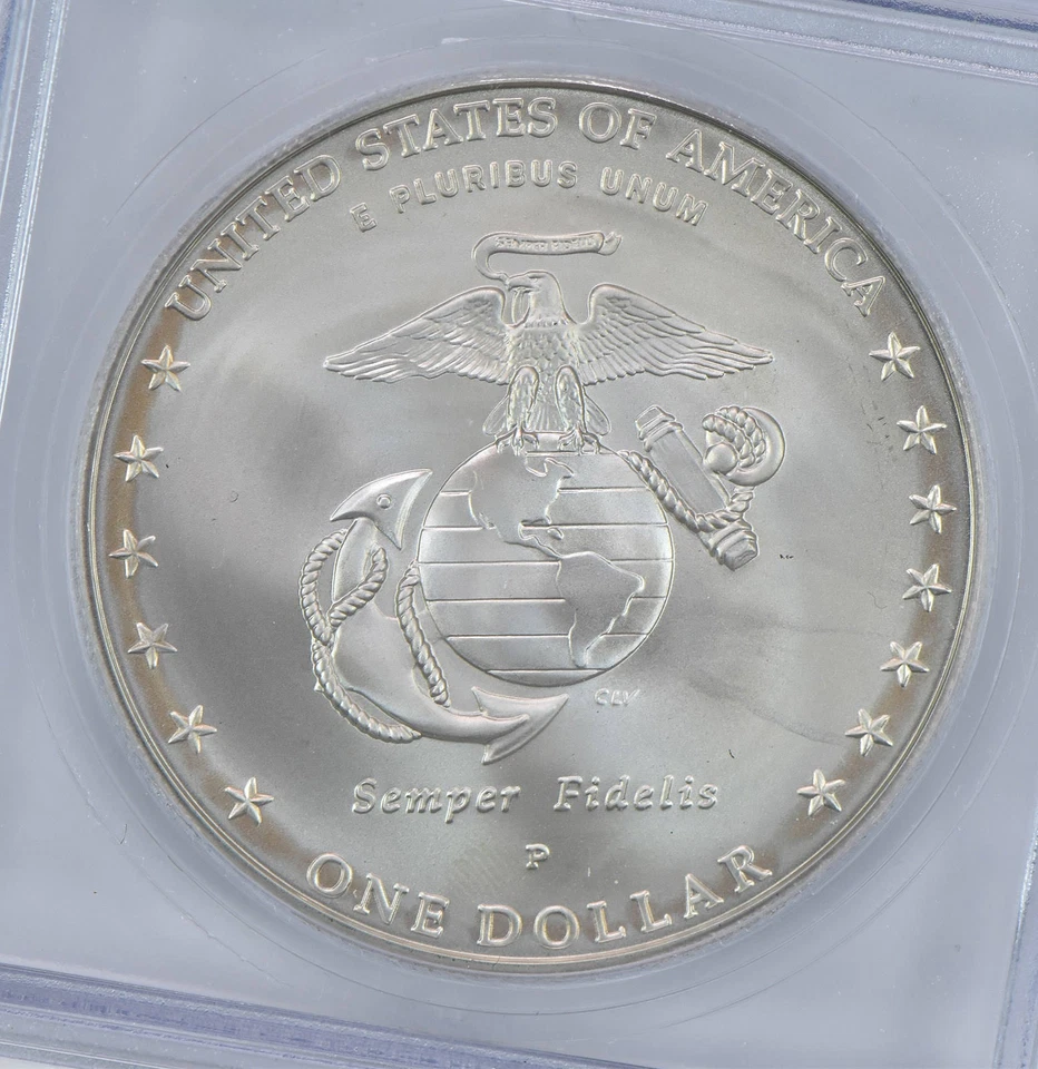 2005-P Marine Corps Commemorative Silver Dollar MS70 ICG *6000 - Image 4 of 4