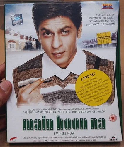 Main Hoon Na - Shahrukh Khan - Bollywood Movie DVD 1st Edition W Booklet Not New