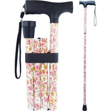 Printed Folding Walking Cane for Women Adjustable up to 250 Pounds Floral