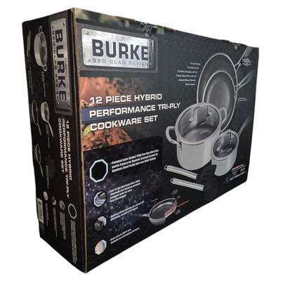 David Burke Geo Clad 12pc Nonstick Cookware Set Tri Ply Saucepan Frying Pan
