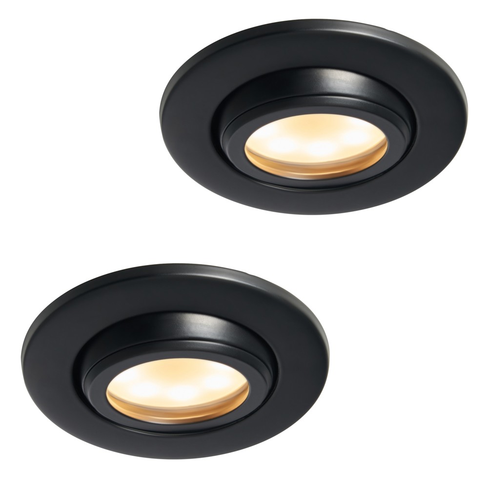 Litecraft Marlowe Fire Rated Tiltable Round IP65 Downlights in Black - 2 Pack