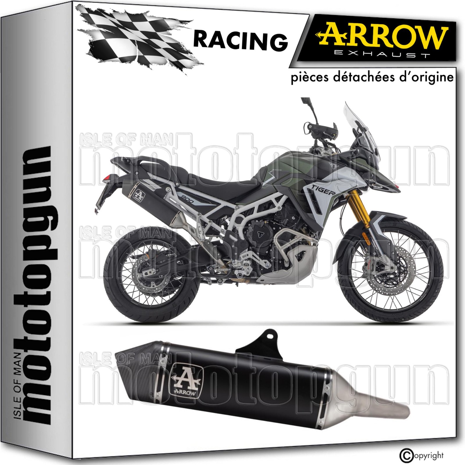Silencieux d'echappement Arrow C Veloce noir pour Triumph Tiger 900 2025, l'atout trail ultime