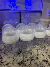 Philips Avent 8 4oz Glass Baby Bottles With Rings, 4 Unused Nipples And 7 Lids