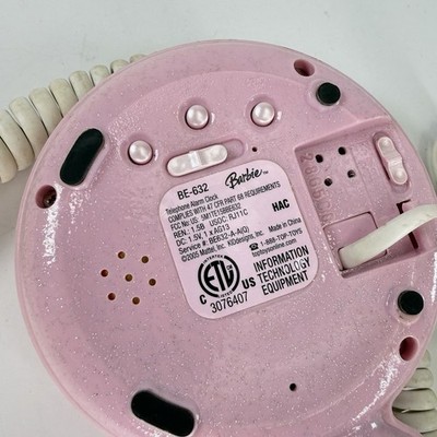 Vintage Barbie 3 In 1 Pink Telephone Alarm Clock And Calendar
