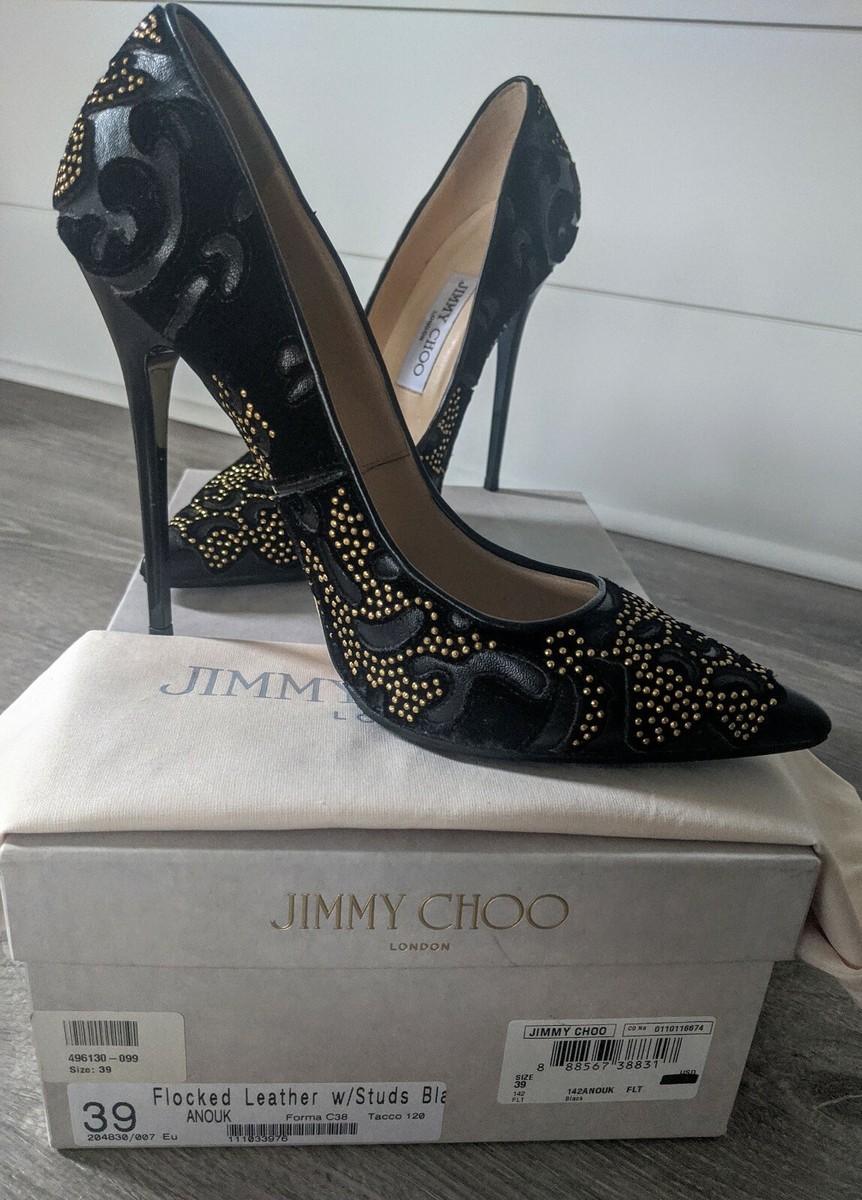 Jimmy★Choo(セールで日本完売)大人気パール付きDRU/JC/Black Jimmy Choo -39- Anouk Leather with Studs black | eBay