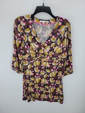 Boden Dress Womens 4 Brown Pink Tan Floral V-Neck Long Sleeve Boho Peasant