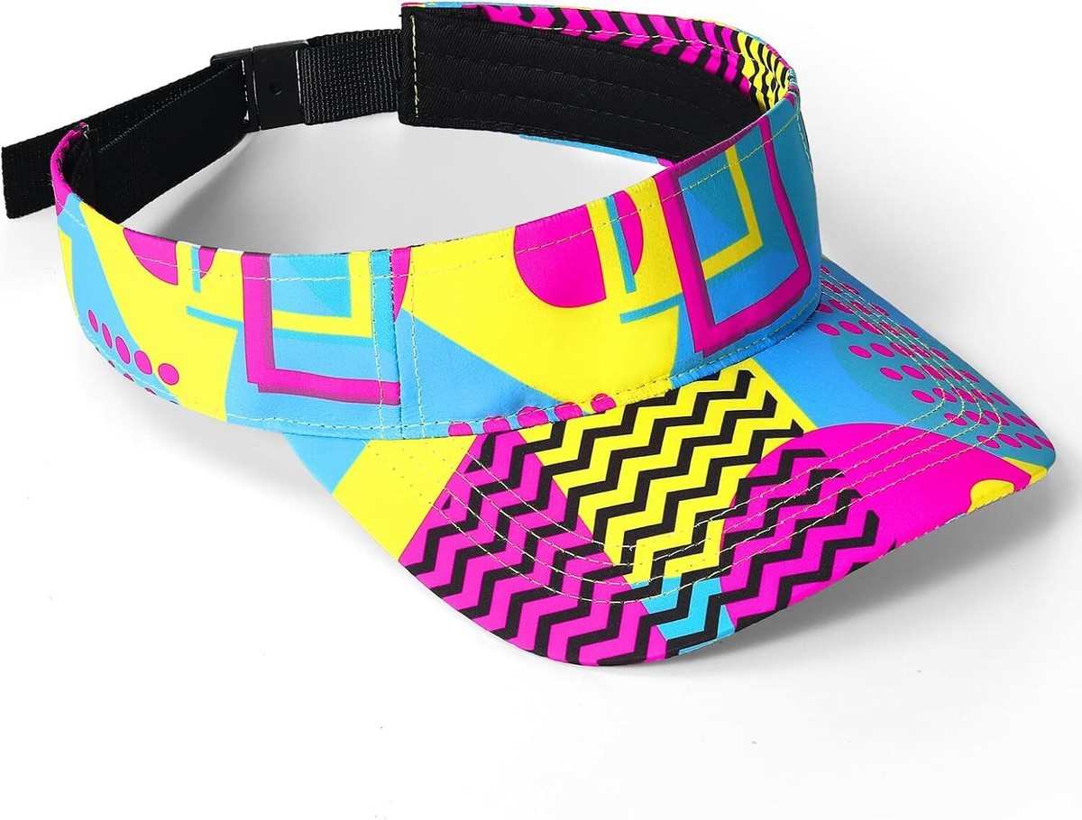 Cindeer 80s Neon Sports Visor Sun Hat for Women Men Retro
