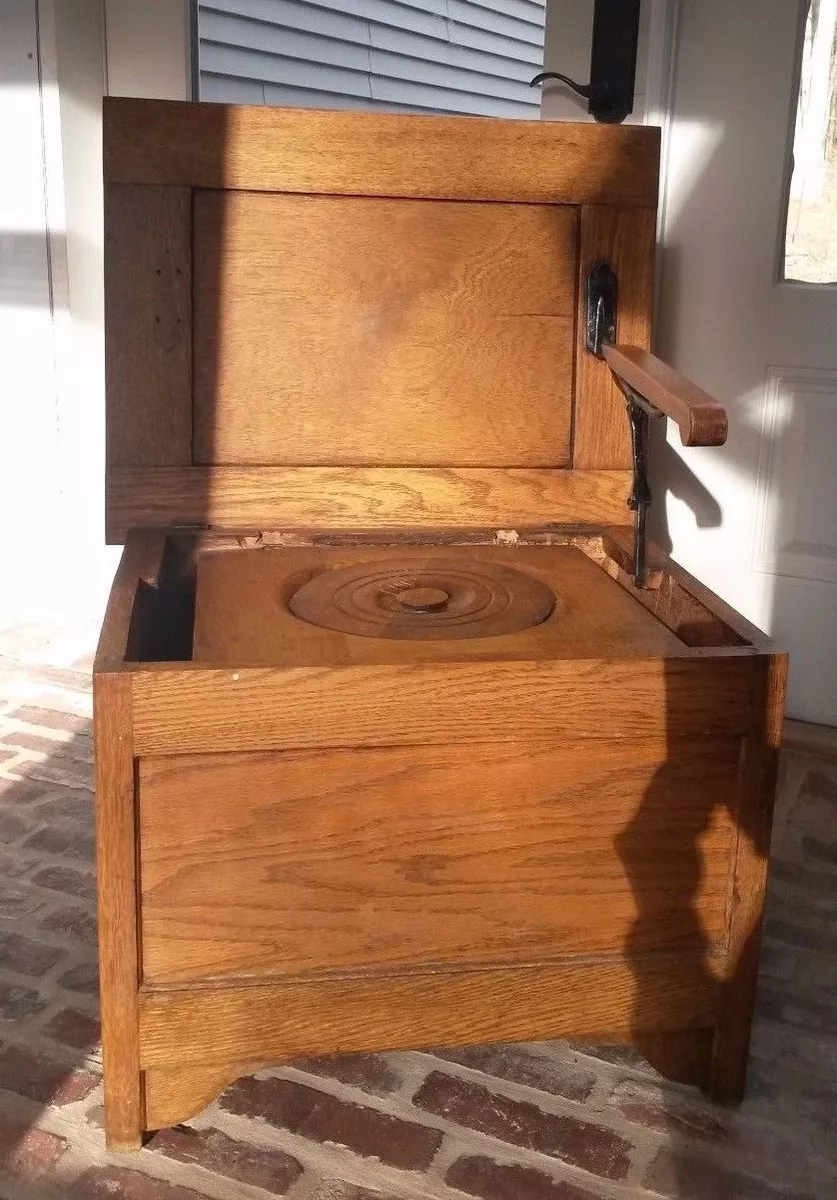 Vintage wooden commode chair sales