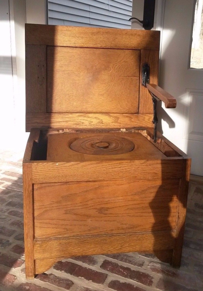 Antique Mission Oak Commode Chamber Pot Chair Potty Toilet Box Wood