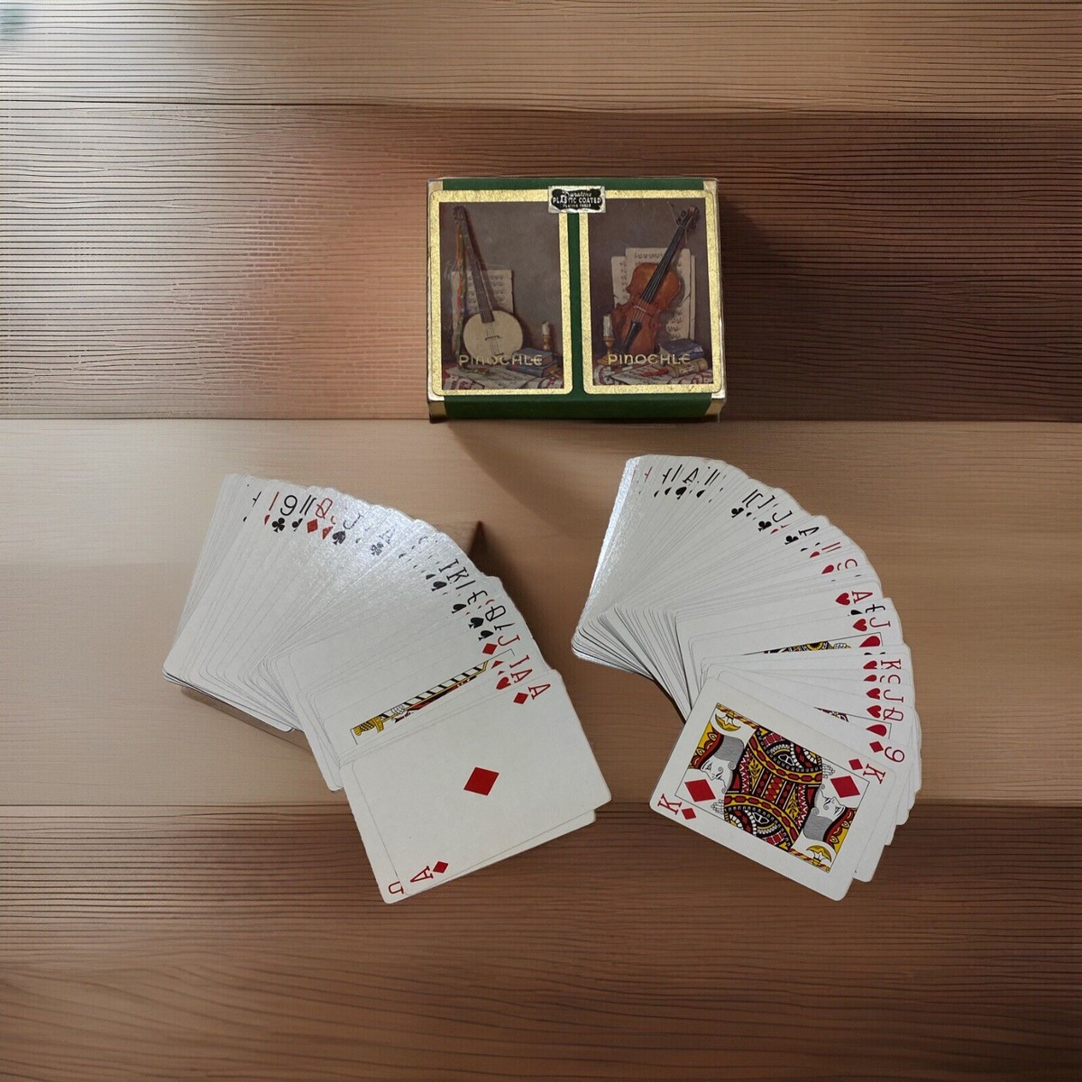 Vintage Duratone Plastic Coated Double Deck Pinochle Cards String Instrument
