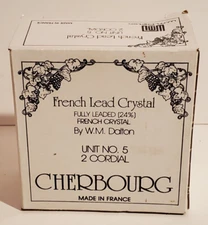 VTG W.M. DALTON UNIT NO 5 SET/2 CORDIAL GLASSES CHERBOURG FRENCH LEAD CRYSTAL