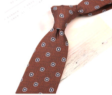 New Classic Polka Dot Brown White JACQUARD WOVEN 100 Silk Men's Necktie Tie