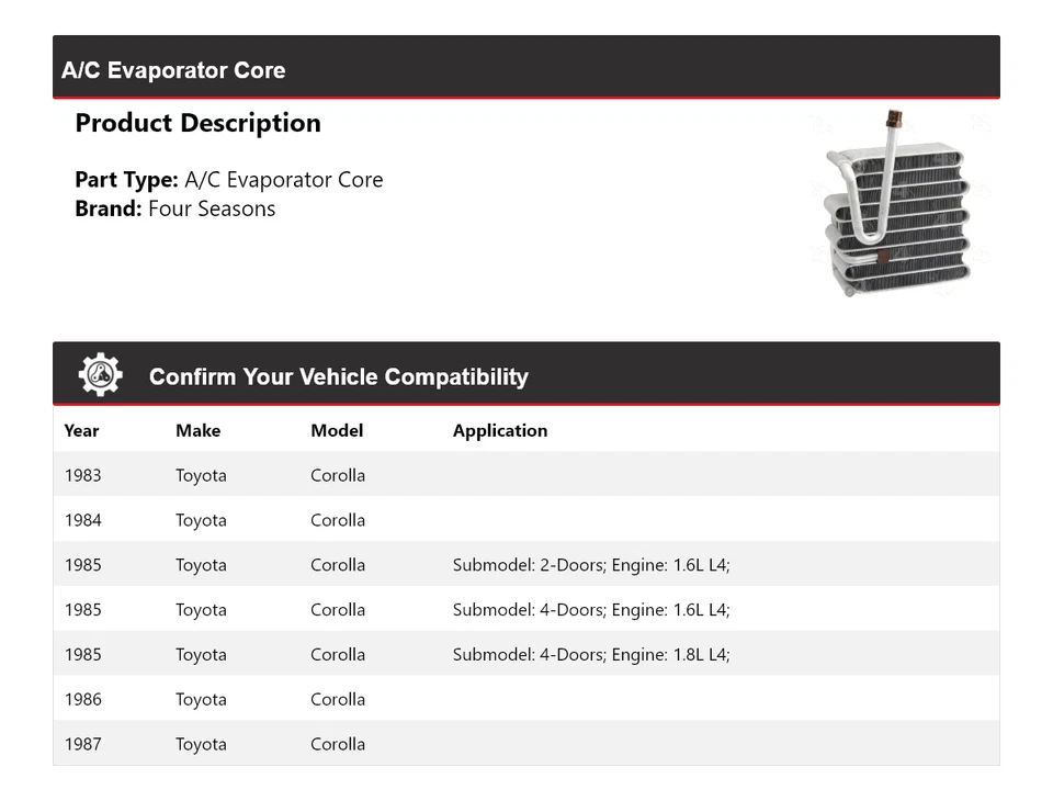 Para 1983-1987 Toyota Corolla A/C evaporador núcleo 4 estações 1984 1985 1986 - Imagem 2 de 4