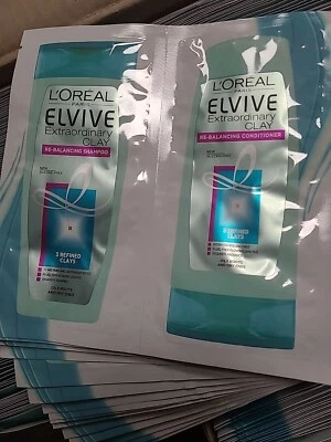Loreal shampoo (10ml) X20& conditioner (10ml) Elvive Extraordinary Clay Samples