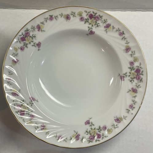 4 Picadilly Harmony House Salad Soup Bowls Pink Yellow Roses Swirl 8.5” - Picture 5 of 13