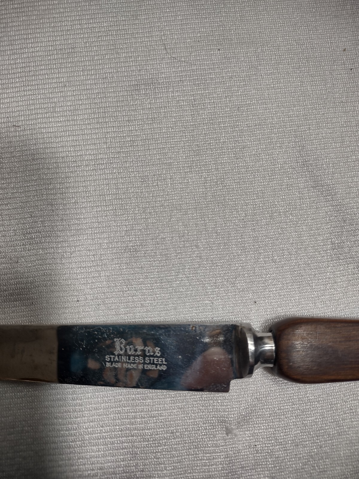 Set 6 Vintage Buras Steak Knives in wood holder Stainless Made In England