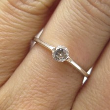 925 Sterling Silver Vintage Round-Cut Shaped C Z Engagement Ring Size 7