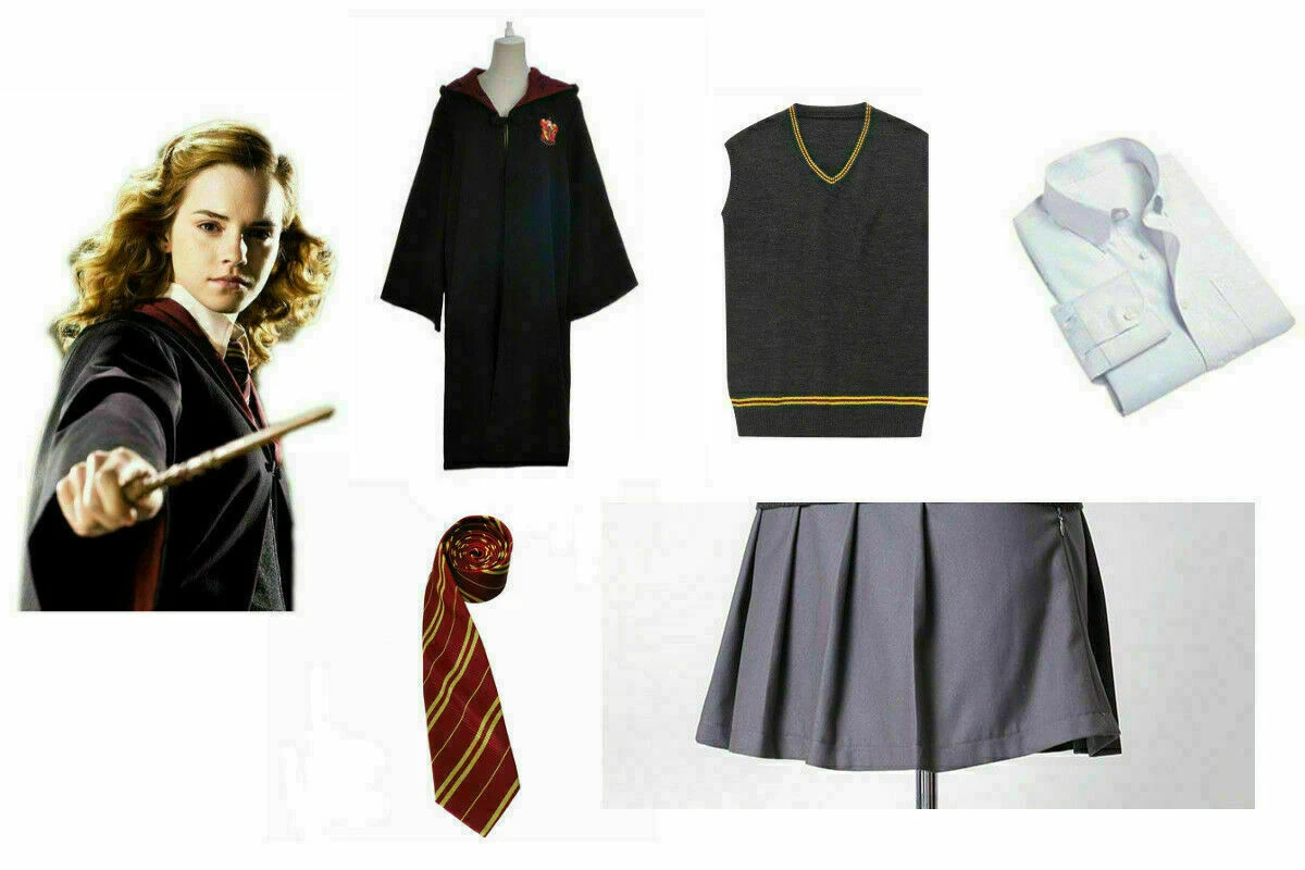 Harry Potter Hermione Granger Gryffindor Cosplay Costume Kid Adult Uniform  Suit