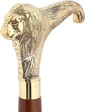 Walking Sticks of Wooden Canes with Detachable Brass Lion Design Handle Gift