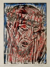 Head of Christ Art Print – Otto Lange 1916 – German Expressionist Woodcut