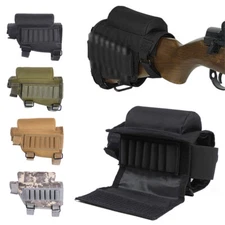 Tactical Rifle Buttstock Cheek Pad Rest Shotgun Ammo Holder Pouch with 7 Rounds