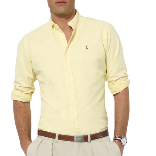 NUEVO CON ETIQUETAS - POLO RALPH LAUREN Camisa Oxford con botones hombre - Calce personalizado - AMARILLO: - | eBay