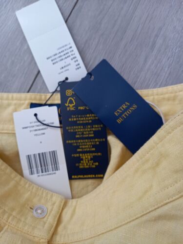 Polo Ralph Lauren Primrose Yellow 100% Linen Button Down Skirt UK 8 With Pockets - Picture 11 of 12