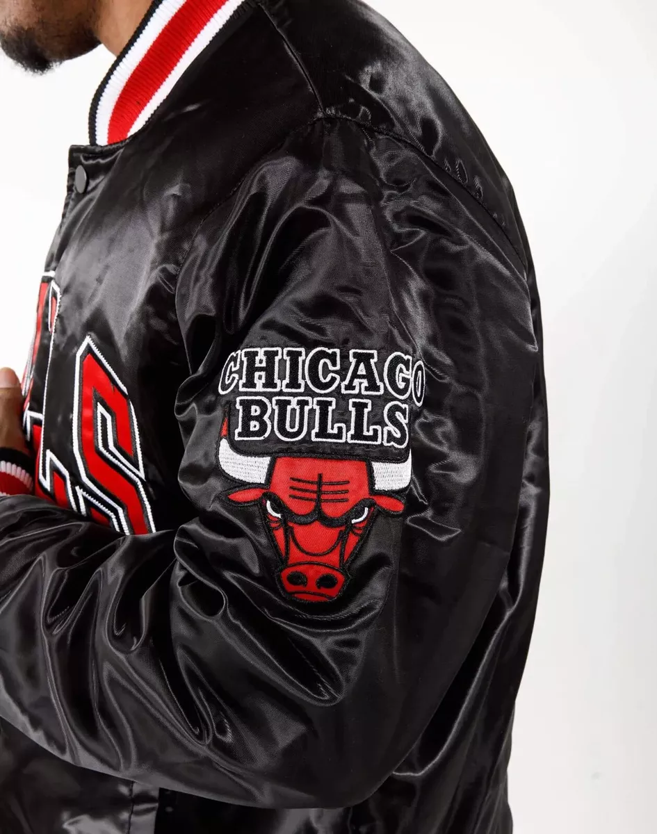 STARTER, Jackets & Coats, Vintage Starter Chicago Bulls Satin Bomber  Jacket Usa Made 9s Black Jordan Nba