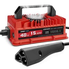 15 AMP 48 Volt Golf Cart Battery Charger for EZGO RXV  TXT 3-pin Triangular ...