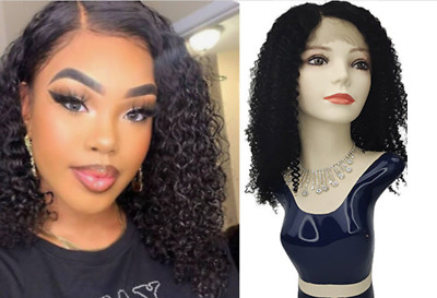 Schneiderin Alina 100% Virgin Brazilin Human Lace Part Short Bob Curly Hair Wig