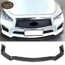 Fits 14-17 Infiniti Q50 Sport Model Front Bumper Lip Carbon Fiber Print 3PC
