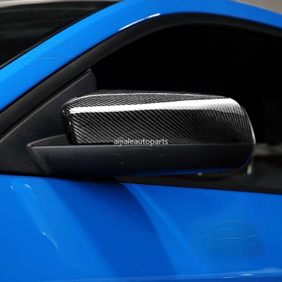 Real Carbon Fiber Side Mirror Cover Cap Add On For Ford Mustang GT Coupe 2008-13 Foto 2 de 4