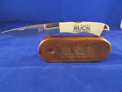 Buck 532 BuckLock 100th Year Anniversary Knife Wood Display Unopened Box SN# 46 - Picture 7 of 11
